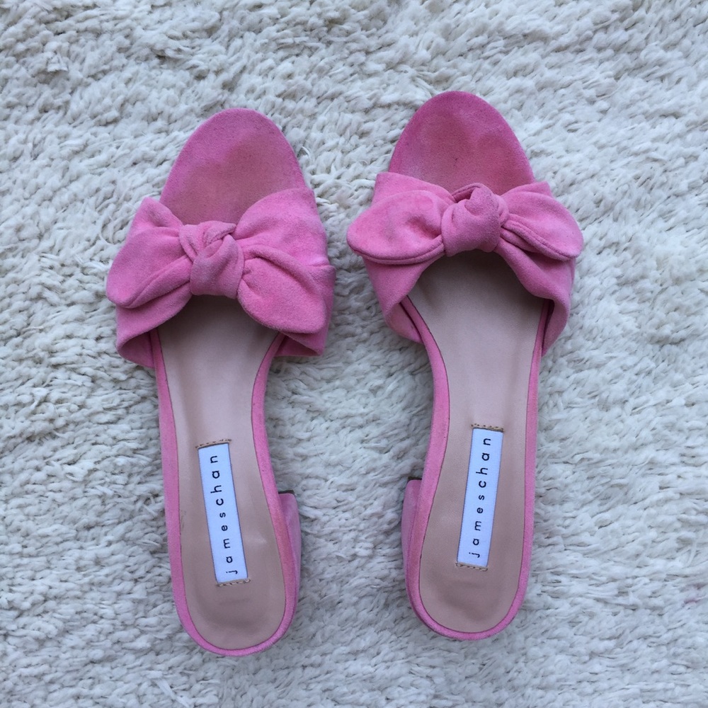 James Chan Pink Bow Slide Sandal